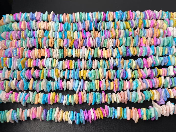 16" 8~12mm multi color shell flake chips beads strands