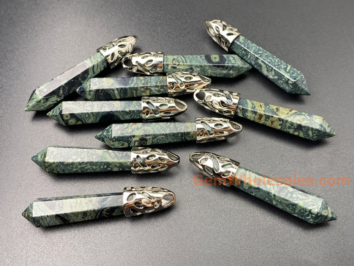 1PC 10x58mm natural Kambaba Jasper Rhyolite Stone Hexagonal Point Pendant