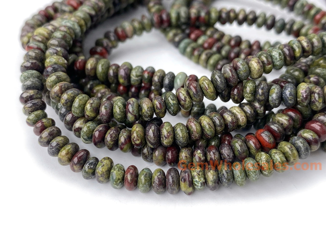 15.5" 2x4mm natural Australia dragon blood jade rondelle beads