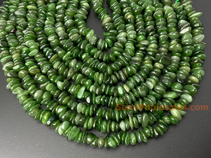15.5" 8x10mm Natural green jade nuggets chips beads