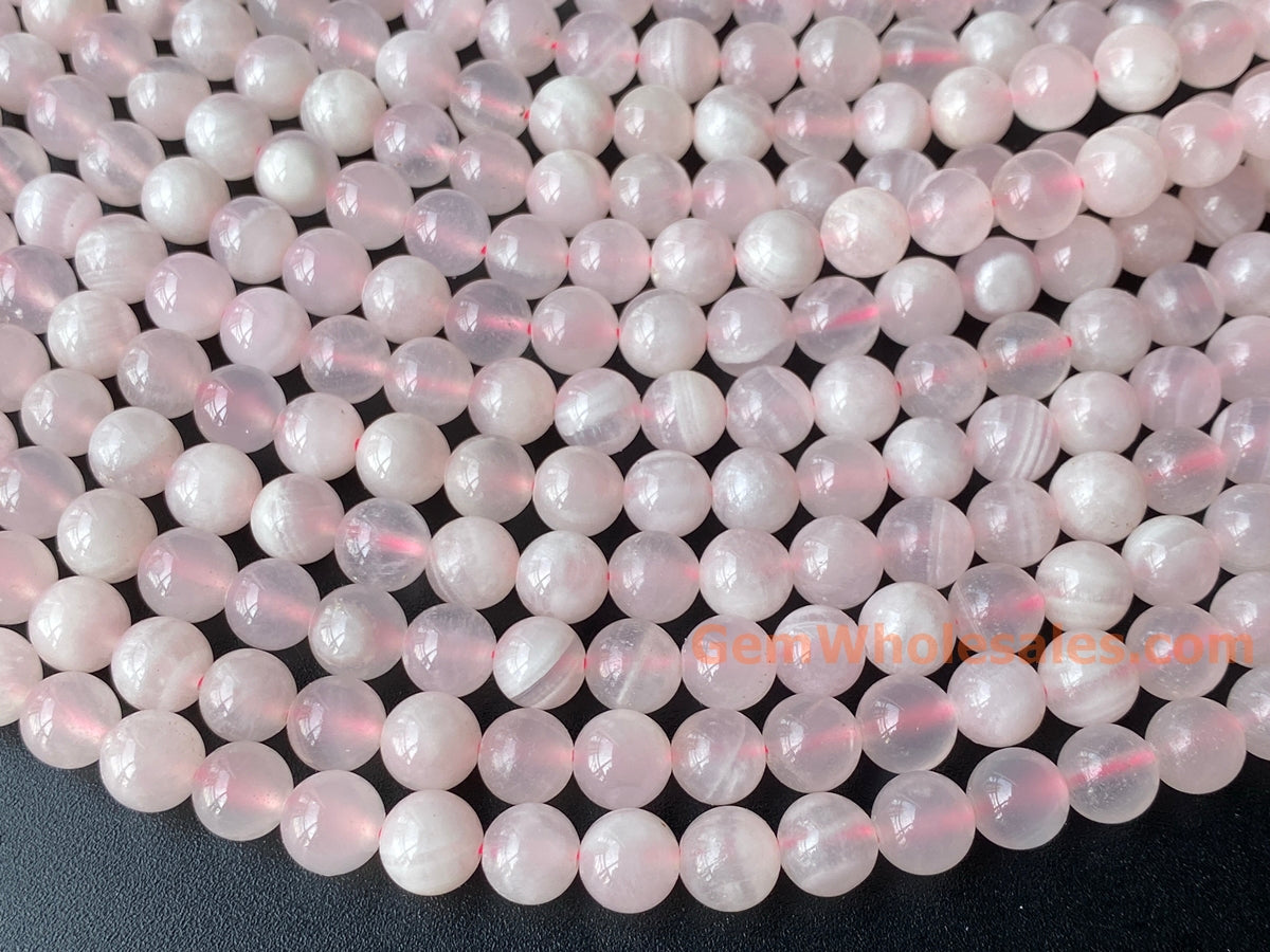 15.5" 8mm natural pink color calcite stone round beads