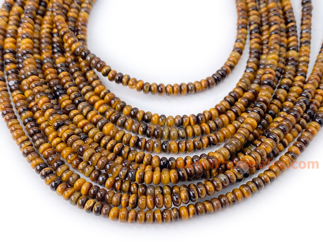 15.5" 2x4mm Natural yellow tiger eye rondelle heishi beads