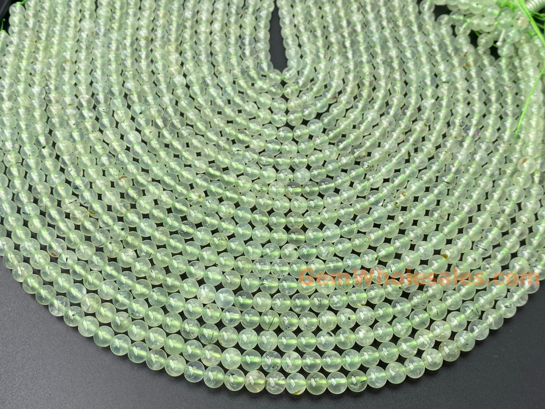 15.5" 6mm Natural green prehnite stone Round beads A
