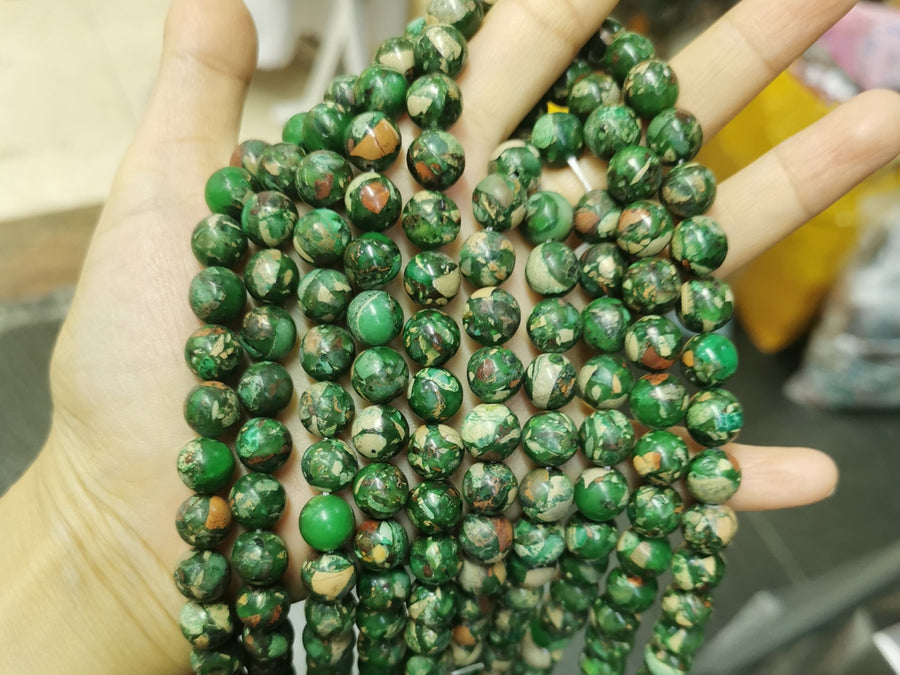 15.5" 10mm green Sea Sediment round beads,emperor jasper, Terra Jasper