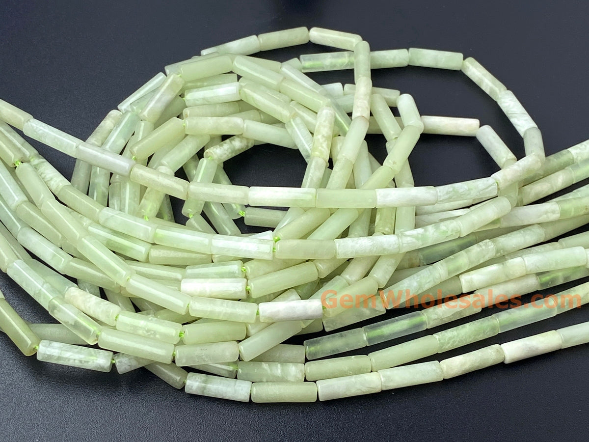 15" 4x13mm Hua show jade /flower jade cylinder Tube beads