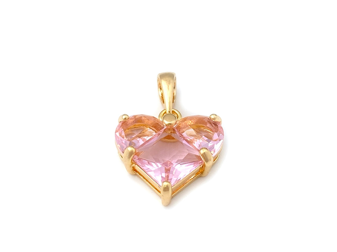 14mm gold pink heart pendant