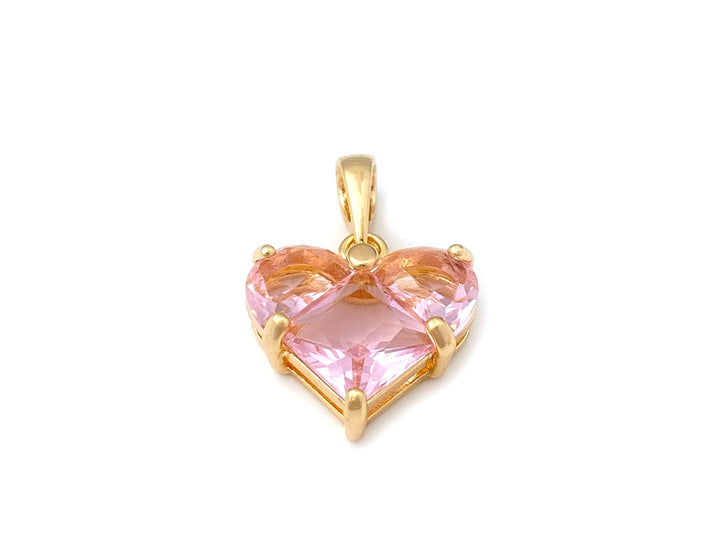 14mm gold pink heart pendant