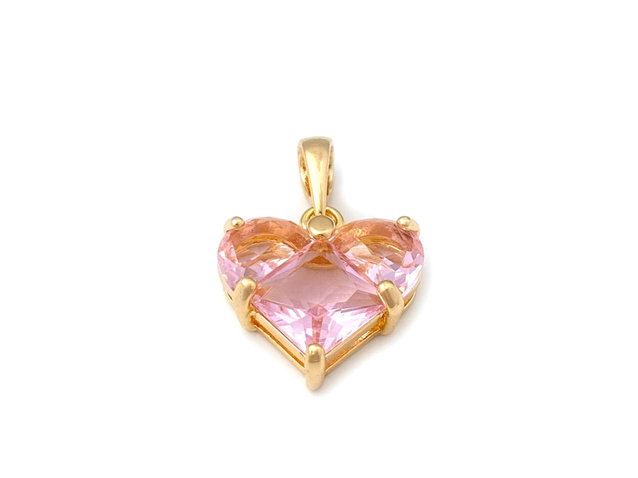14mm gold pink heart pendant