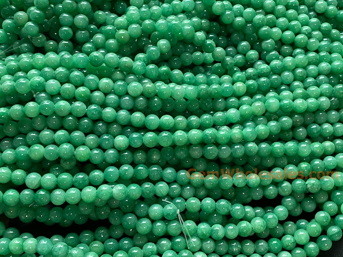 15.5" 6mm green dyed jade Round beads