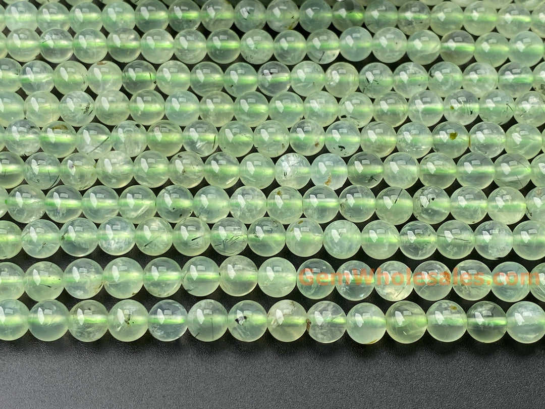 15.5" 6mm Natural green prehnite stone Round beads A