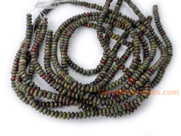 15.5" 2x4mm natural Australia dragon blood jade rondelle beads