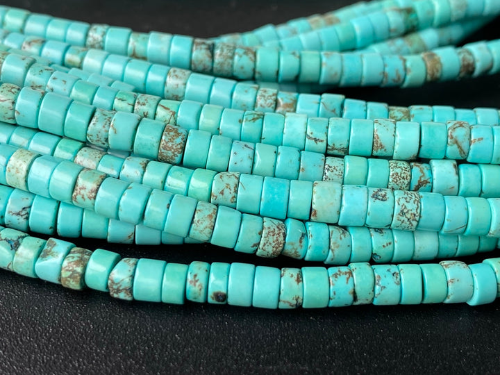 15.5" 2x4mm Blue howlite tube,blue stone Heishi beads,saucer beads