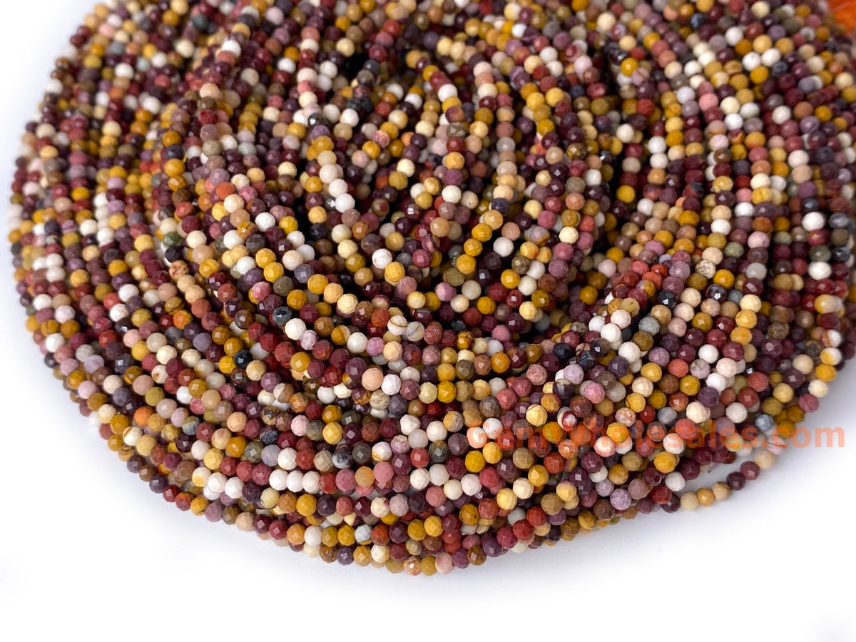 15.5" 3mm Natural mookaite/moukite stone round faceted beads