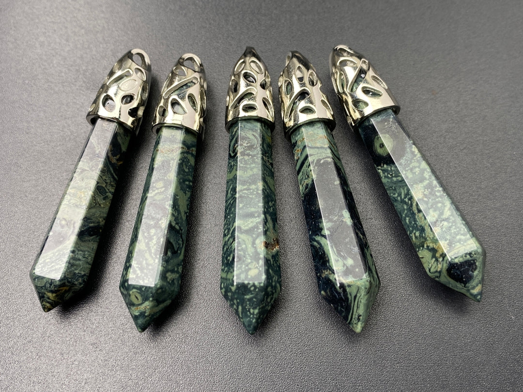 1PC 10x58mm natural Kambaba Jasper Rhyolite Stone Hexagonal Point Pendant