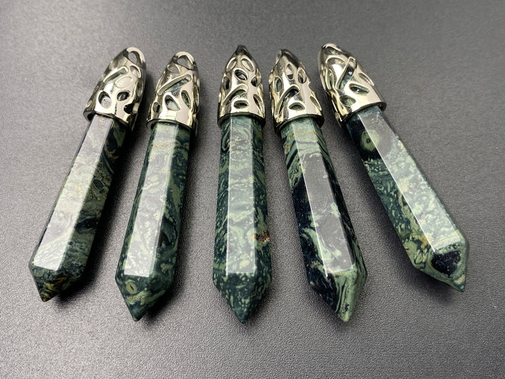 1PC 10x58mm natural Kambaba Jasper Rhyolite Stone Hexagonal Point Pendant