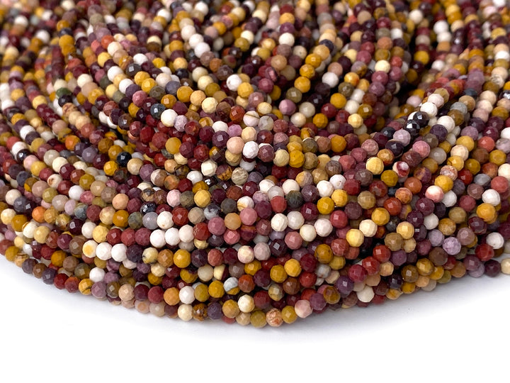 15.5" 2~3mm Natural mookaite/moukite stone round faceted beads