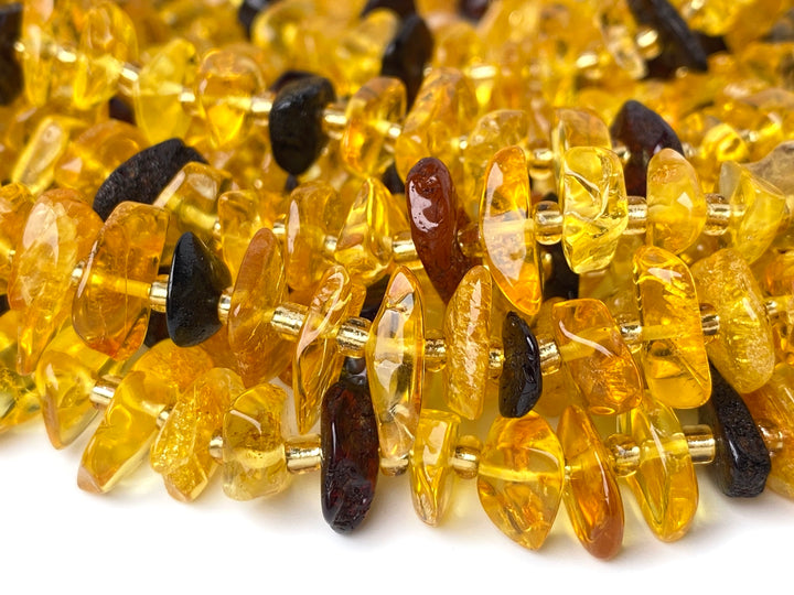 15.5" 10~15mm Natural yellow amber chips beads strand