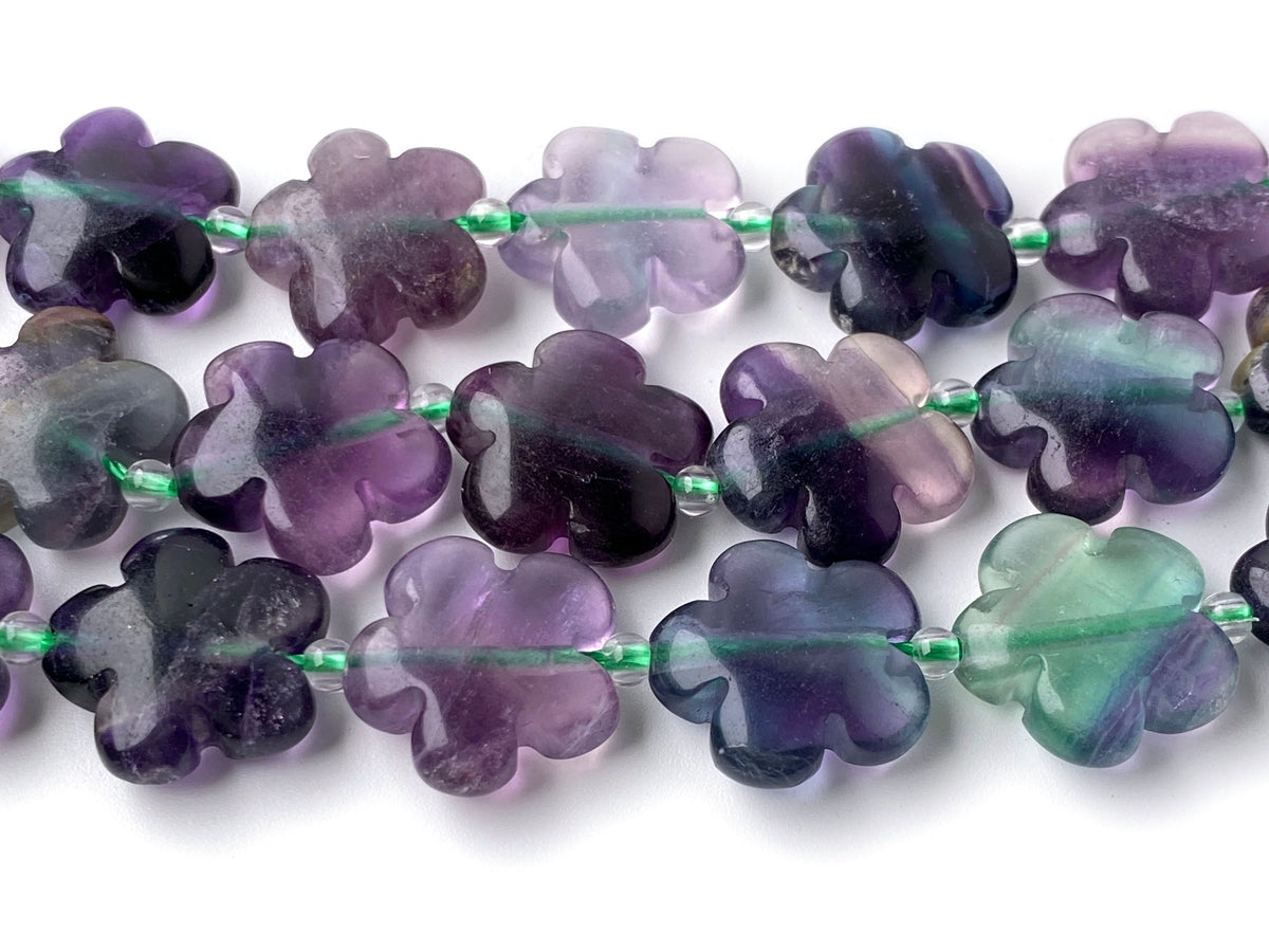 15.5" 15mm/20mm Natural rainbow fluorite stone flower shape beads