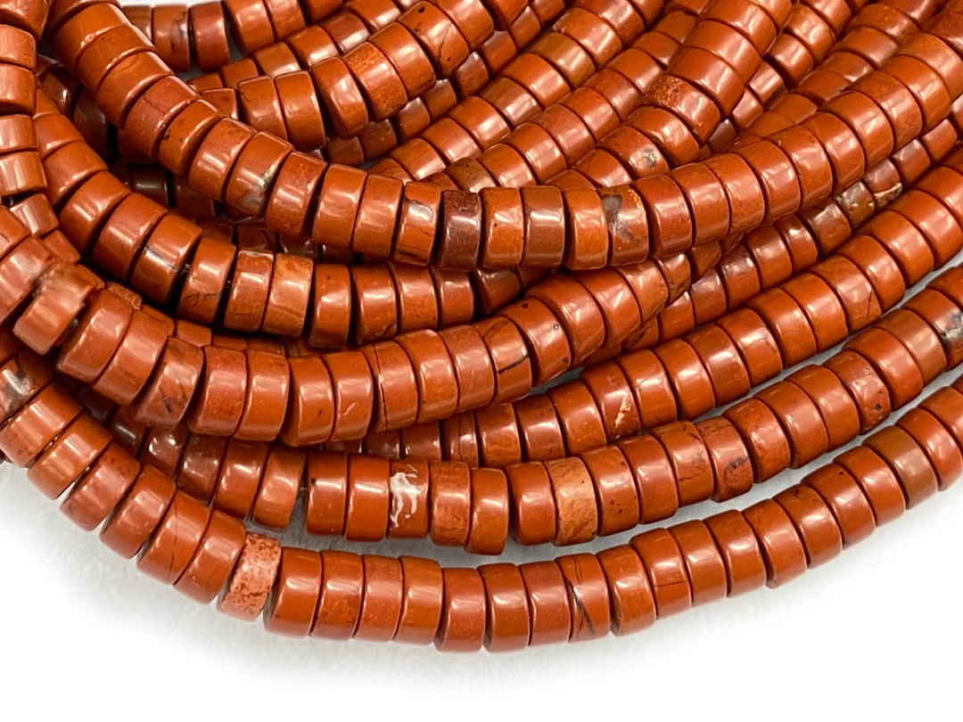 3x6mm red jasper heishi beads