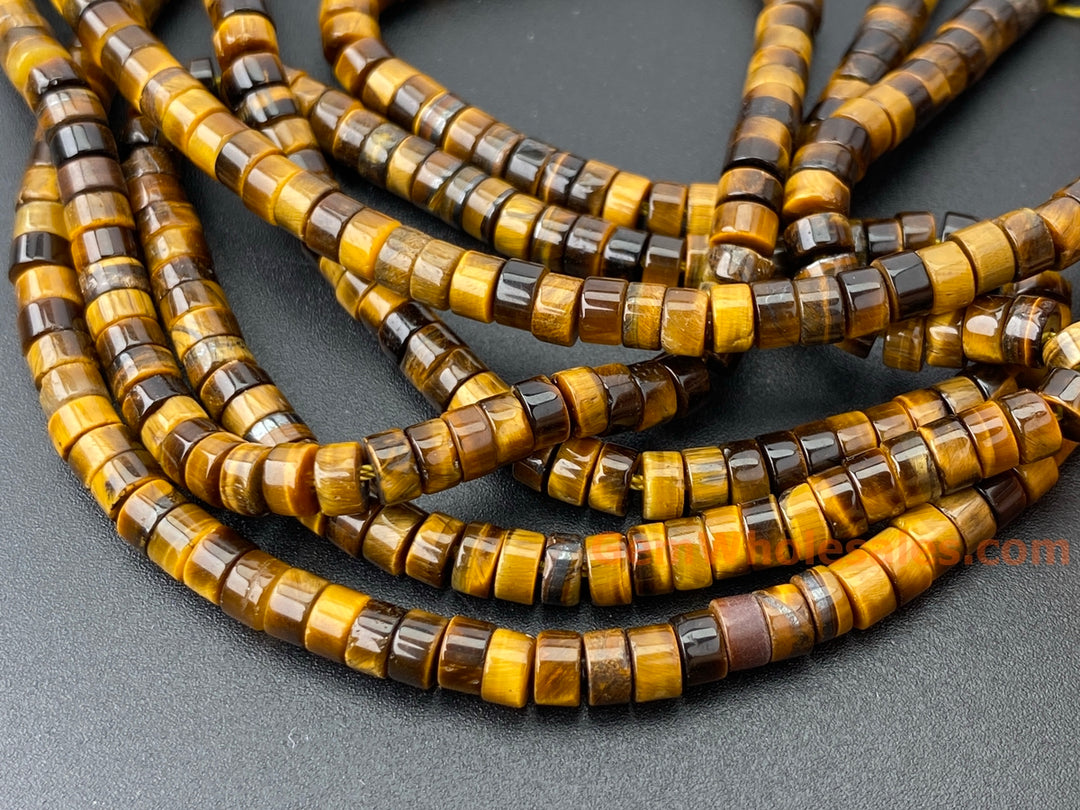 15.5" 2x4mm Natural yellow tiger eye Heishi gemstone jewelry beads