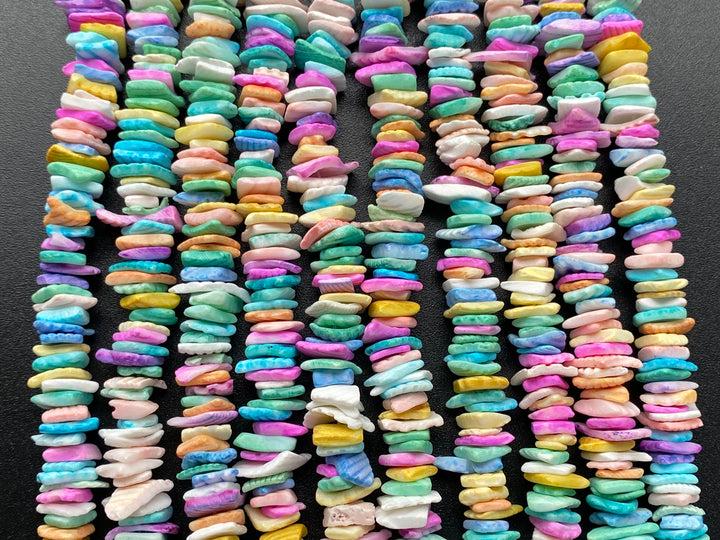 16" 8~12mm multi color shell flake chips beads strands