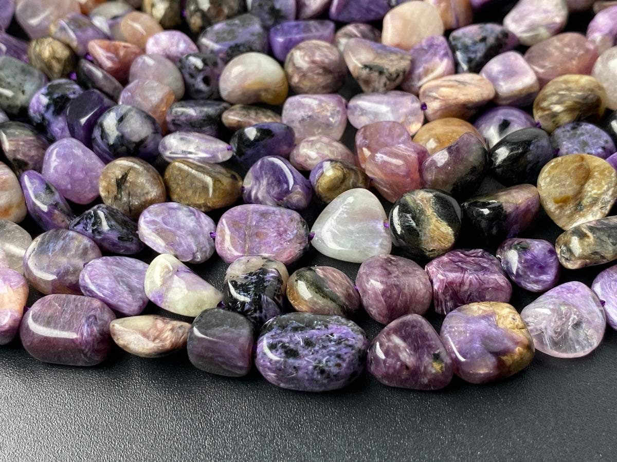 15.5" 8x10mm Natural Charoite gemstone nugget pebble beads