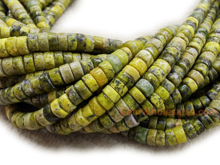 15.5" 3x6mm Natural yellow turquoise heishi beads for jewelry making