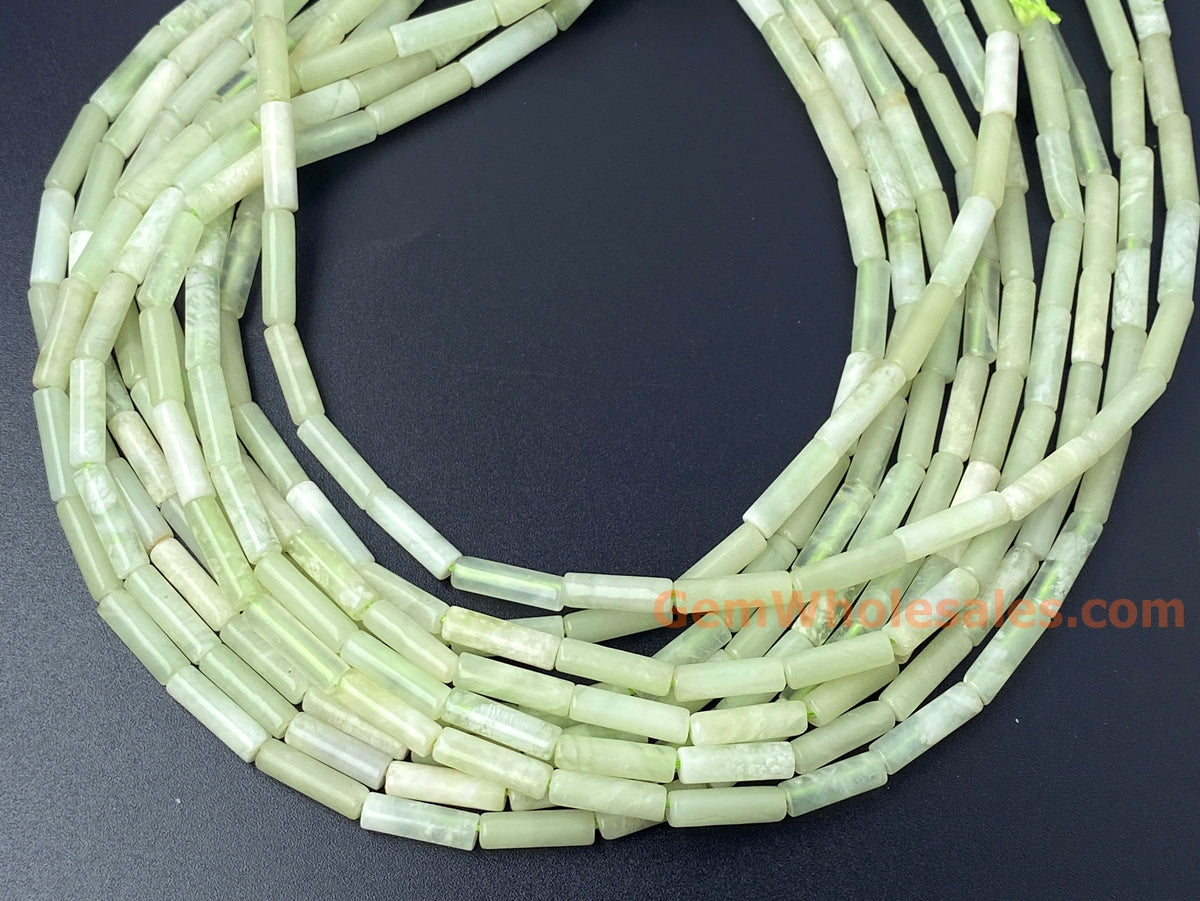 15" 4x13mm Hua show jade /flower jade cylinder Tube beads