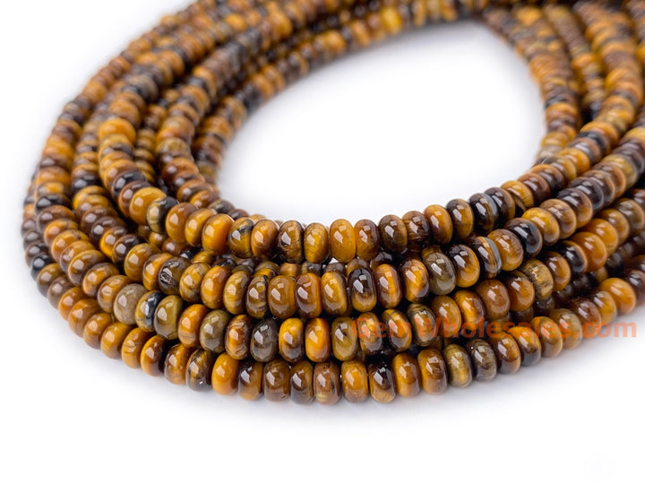 15.5" 2x4mm Natural yellow tiger eye rondelle heishi beads