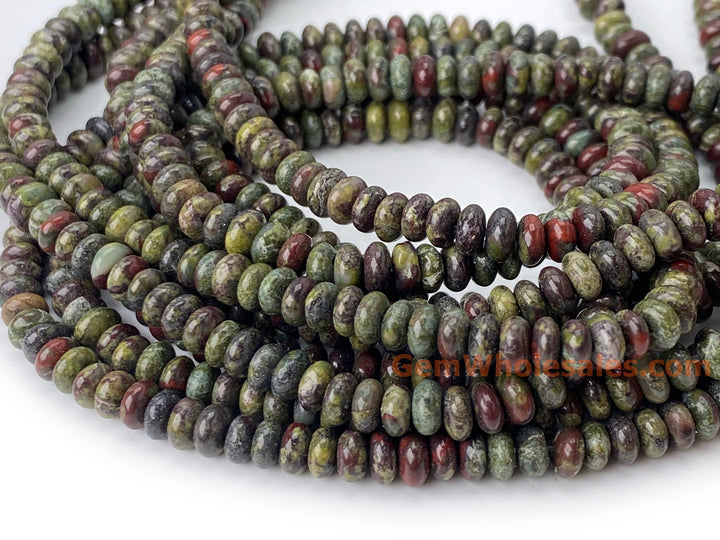 15.5" 2x4mm natural Australia dragon blood jade rondelle beads
