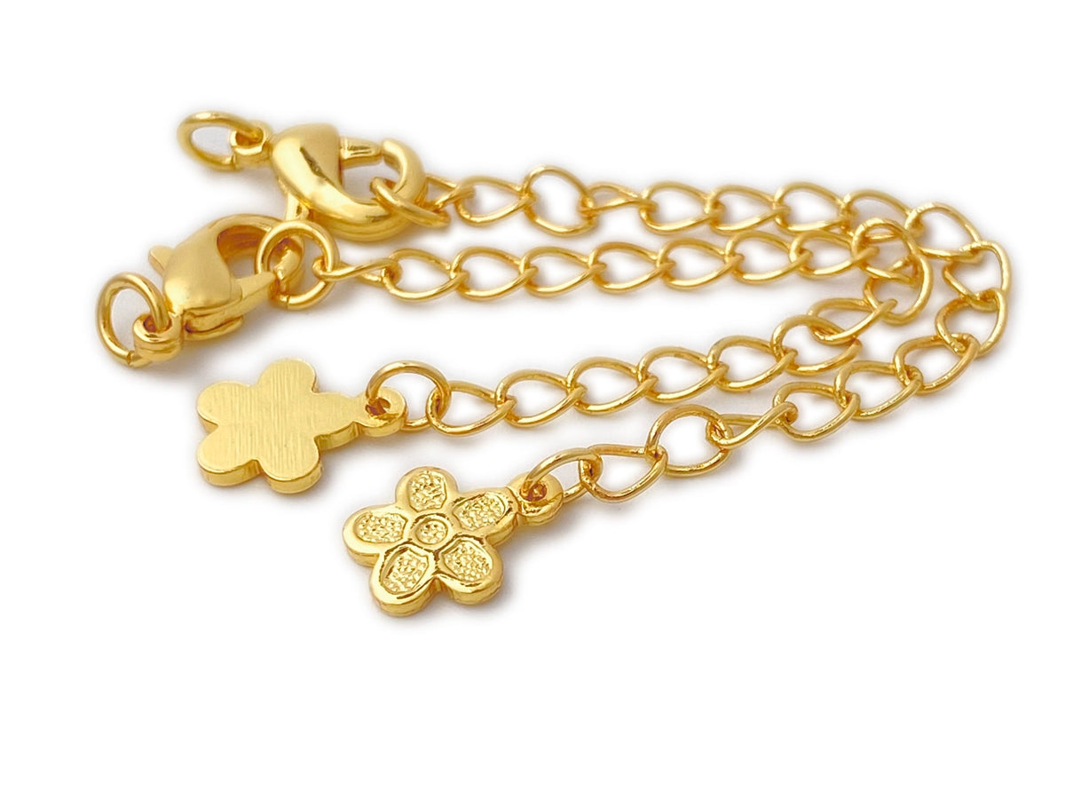 10PCS 7cm gold plated brass extender tail chain with charm