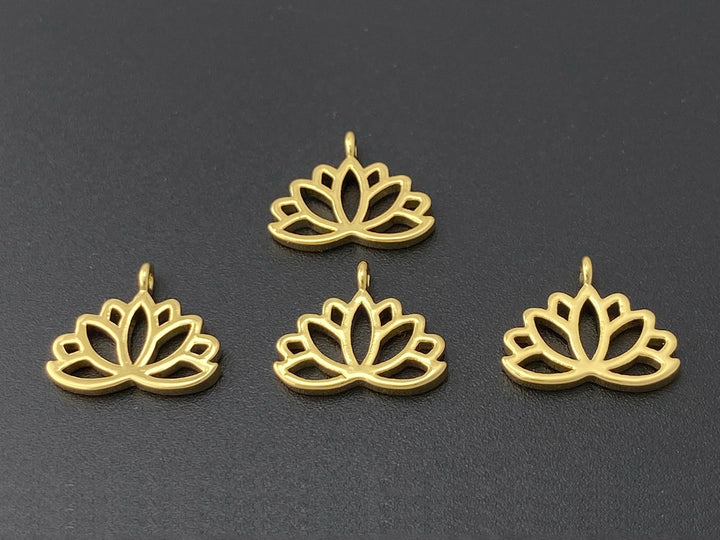 5PCS 10x12mm gold plated brass lotus charms, jewelry findings
