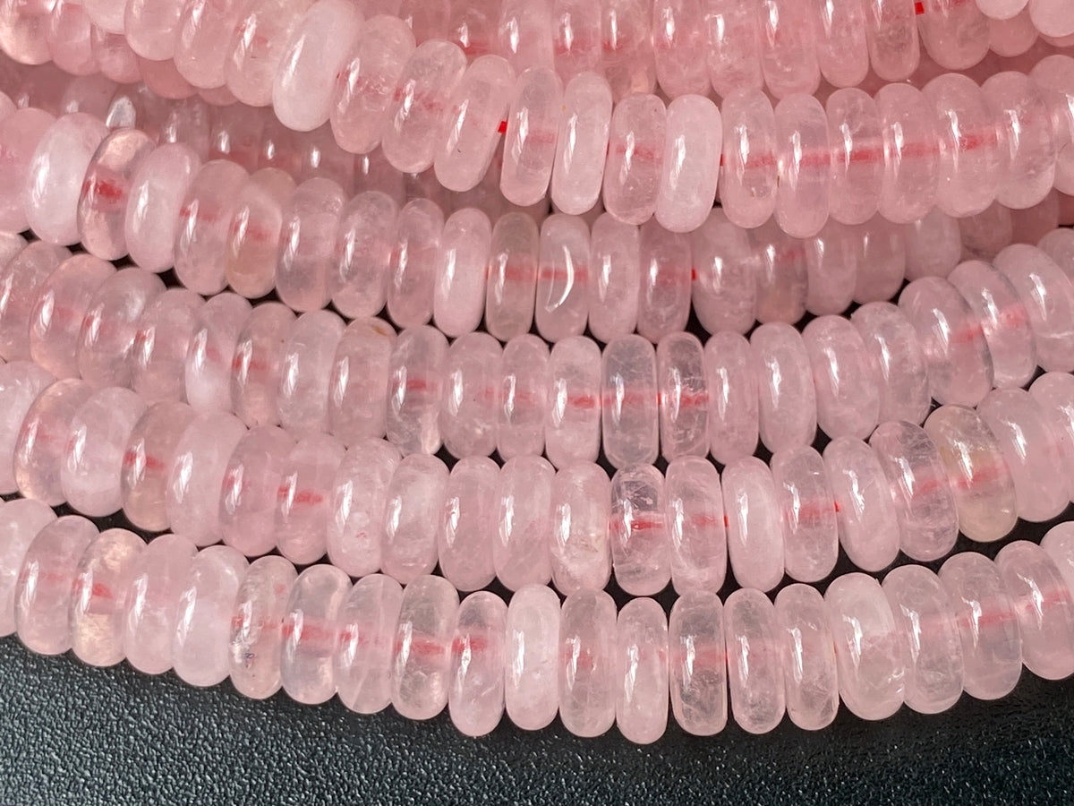 15.25" 2x6mm Natural Rose quartz rondelle heishi spacer beads