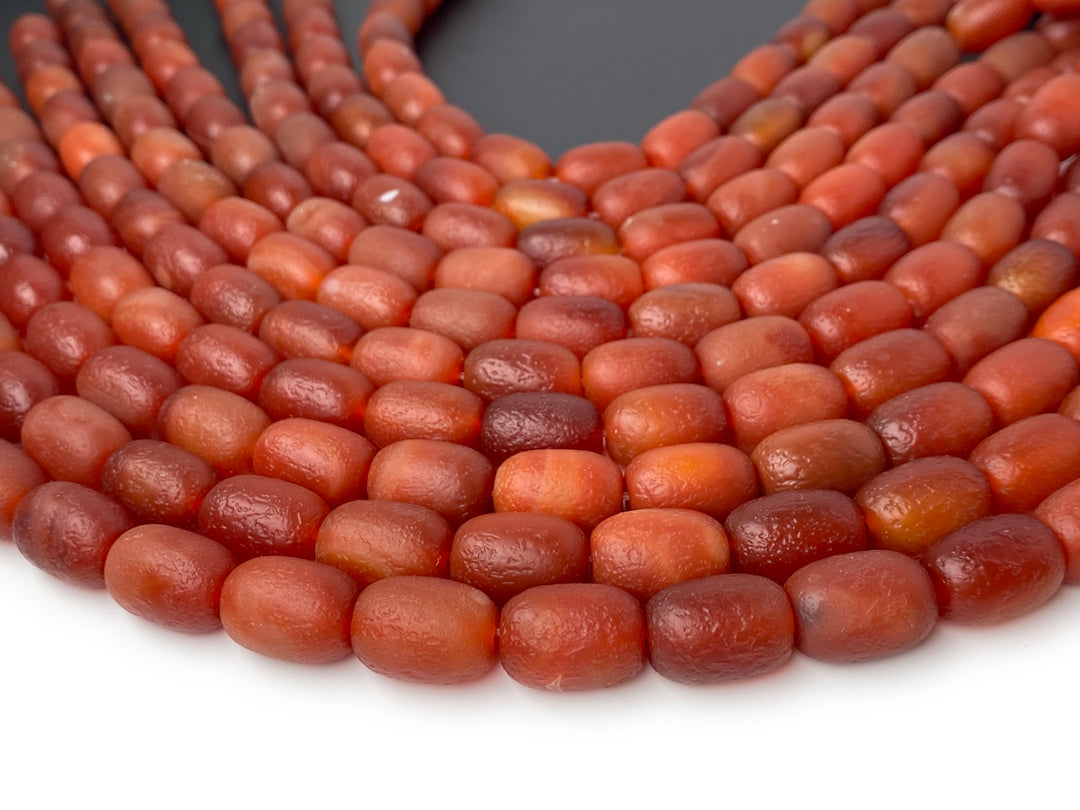 15" 12x17mm Matte/frosted red Agate barrel drum beads