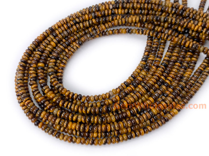 15.5" 2x4mm Natural yellow tiger eye rondelle heishi beads