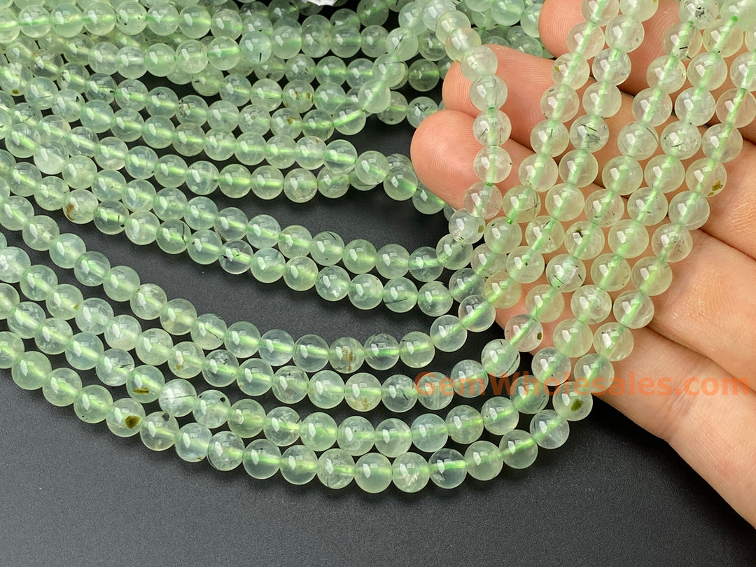 15.5" 6mm Natural green prehnite stone Round beads A