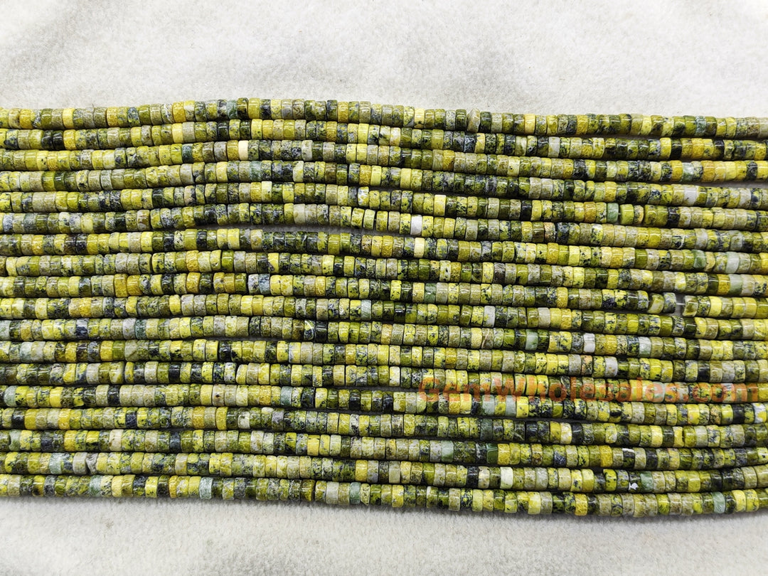 15.5" 3x6mm Natural yellow turquoise heishi beads for jewelry making