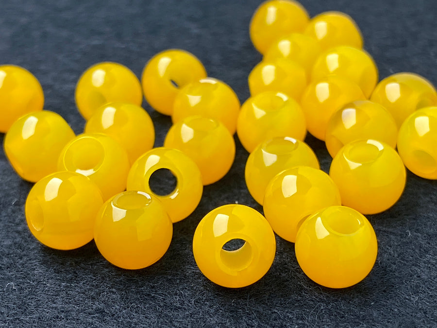 20PCS 10mm yellow agate round beads, 3mm big hole