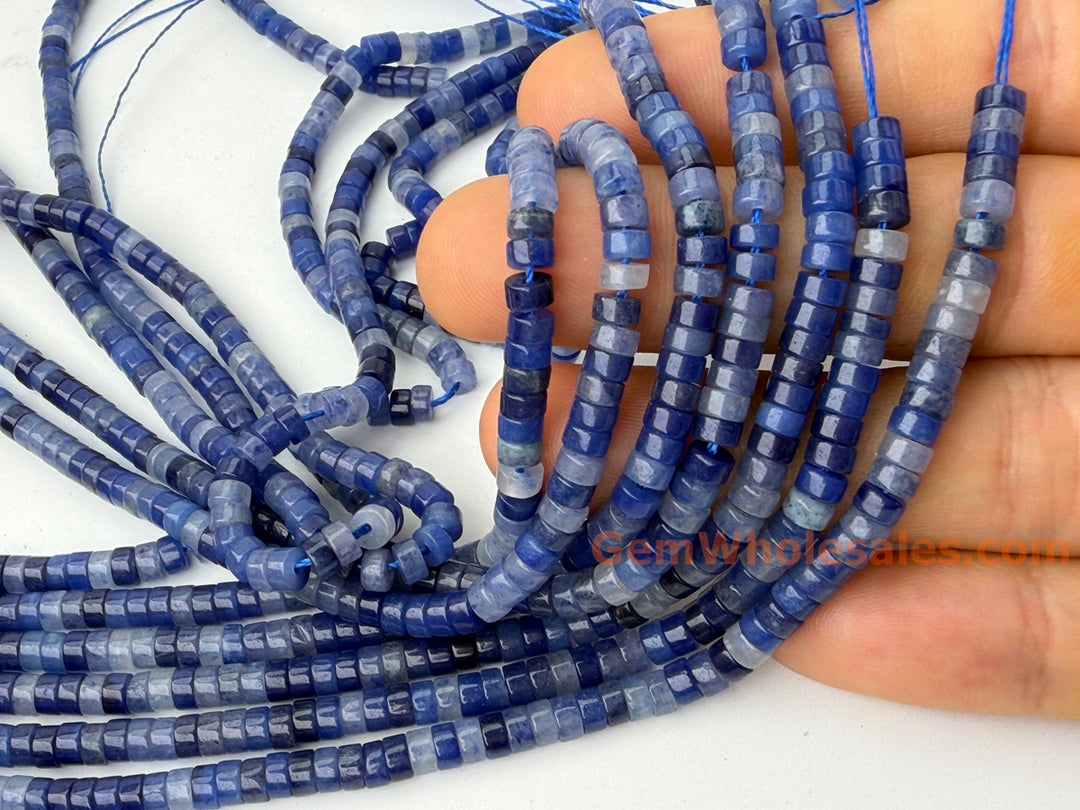 15.5" 2x4mm Natural blue aventurine Heishi gemstone jewelry beads