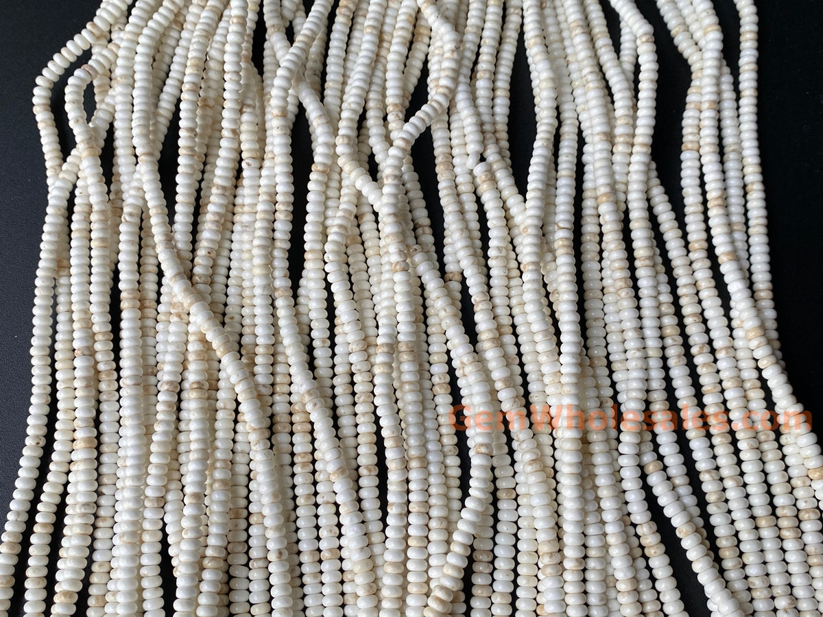 15.5" 2x4mm Cream White howlite roundel/rondelle beads