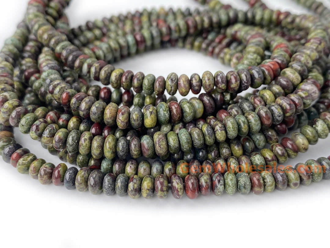 15.5" 2x4mm natural Australia dragon blood jade rondelle beads