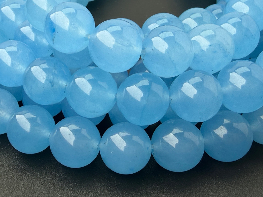 15" 12mm light blue Malaysian jade Round beads