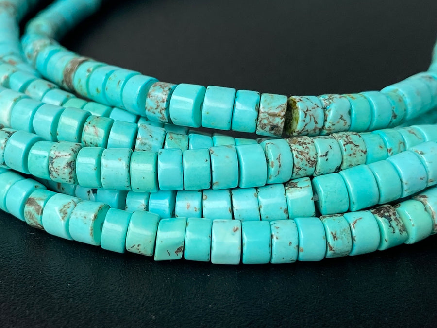 15.5" 2x4mm Blue howlite tube,blue stone Heishi beads,saucer beads