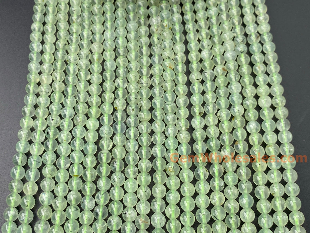 15.5" 6mm Natural green prehnite stone Round beads A
