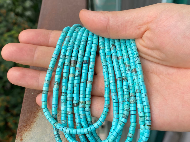 15.5" 2x4mm Blue howlite tube,blue stone Heishi beads,saucer beads