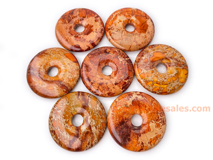 50mm Sea Sediment round donut,emperor jasper, Aqua Terra Jasper donut pendant