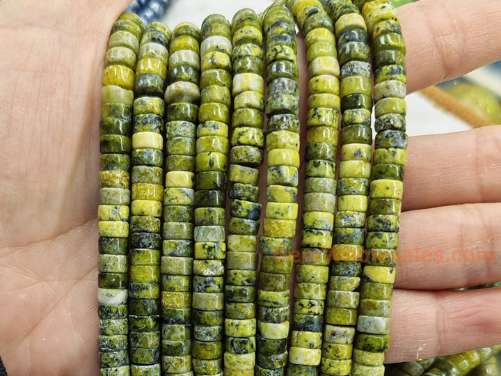 15.5" 3x6mm Natural yellow turquoise heishi beads for jewelry making