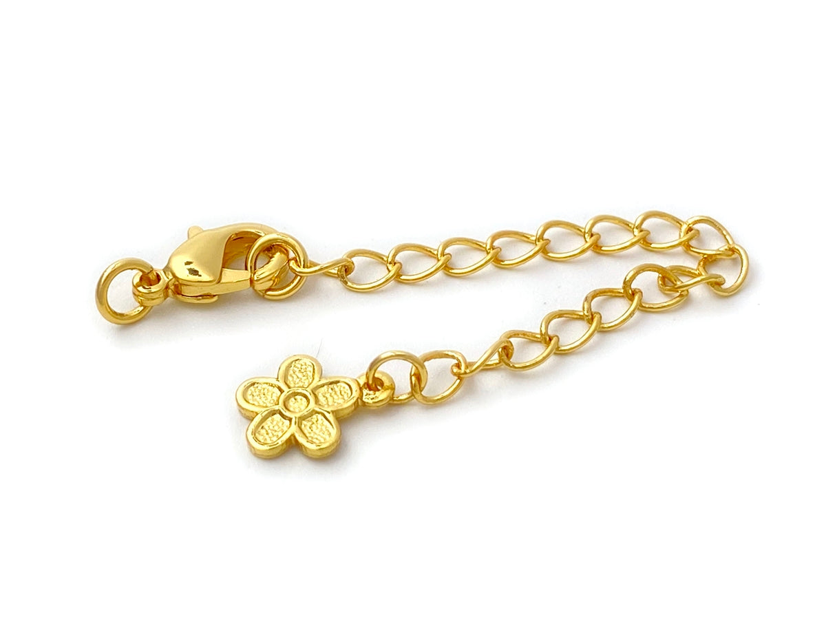 10PCS 7cm gold plated brass extender tail chain with charm