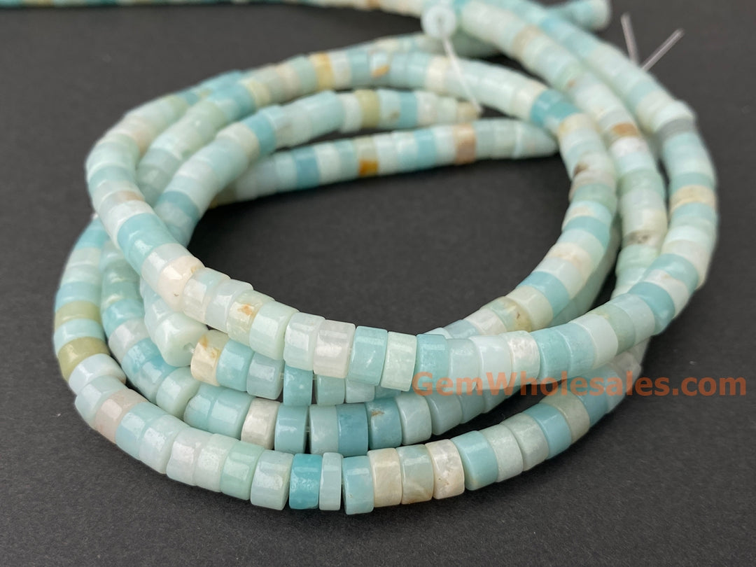 15.5" 3x6mm natural Amazonite stone Heishi Disc jewelry beads
