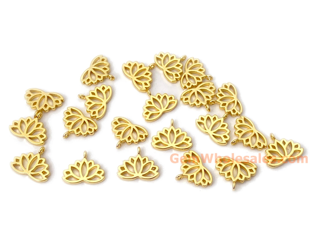 5PCS 10x12mm gold plated brass lotus charms, jewelry findings